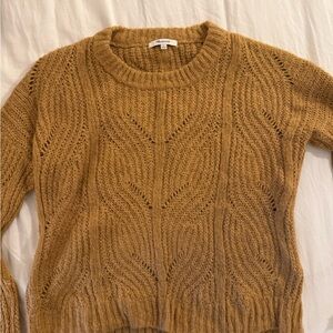 Madewell Tan Crew Neck Cable Knit Sweater